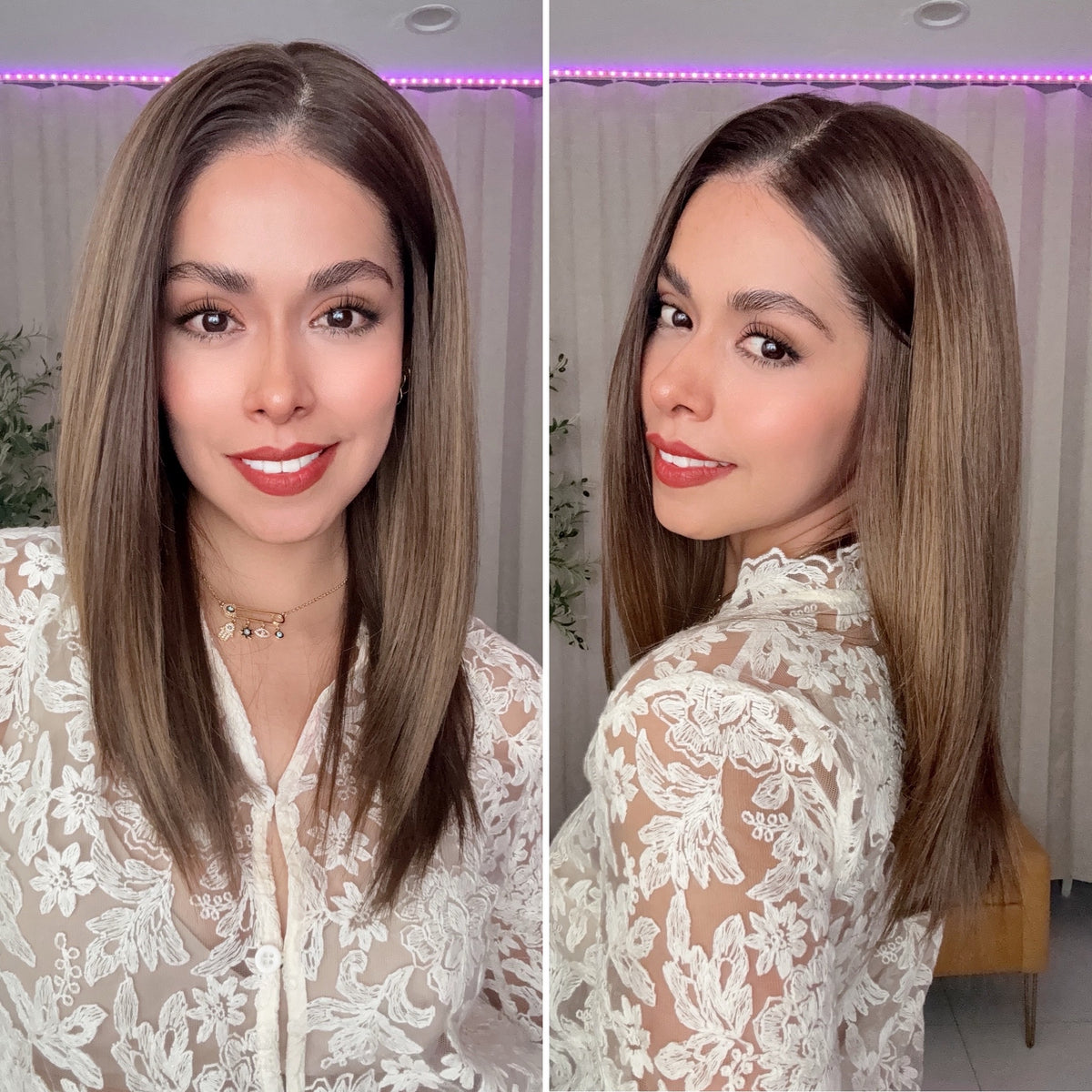 Vivian  Castaño Cenizo Beige (Mushroom Bronde) 20” Partido Libre Lace 13*6