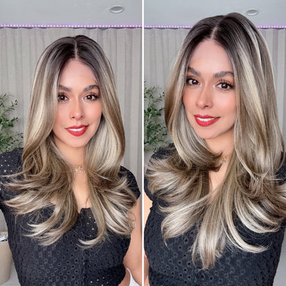 Steffy T- Mechas Rubias 24” Partido libre Lace 13*6