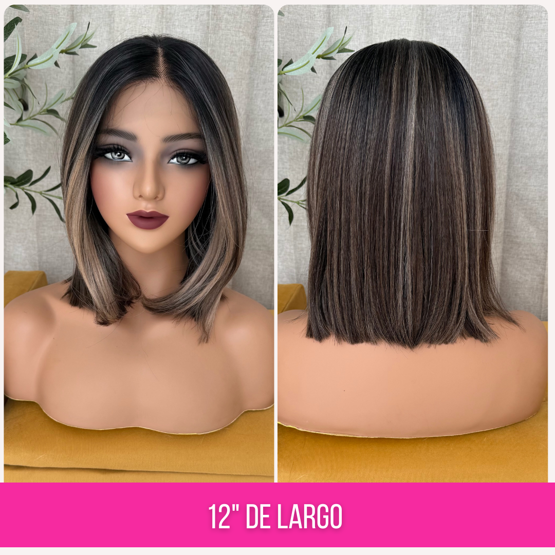 SORAYA T- CASTAÑO CON MECHAS 12"